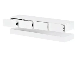 New Móvel de parede para TV, 130 × 33 × 15 cm, , com 2 armários, 4 gavetas e iluminação LED de 16 cores, para TVs de 55