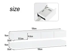New Móvel de parede para TV, 130 × 33 × 15 cm, , com 2 armários, 4 gavetas e iluminação LED de 16 cores, para TVs de 55