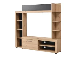Móvel De Tv*Vente-unique Móvel de parede para TV BATLIMORE com espaço de armazenamento - Cor: Carvalho Cinza antracite / Natural claro