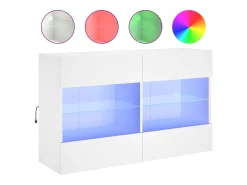 Móvel De Tv* Móvel de parede para TV com luzes LED 98,5x30x60,5 cm PT493340 Branco
