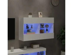Móvel De Tv* Móvel de parede para TV com luzes LED 98,5x30x60,5 cm PT493340 Branco