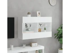 Móvel De Tv* Móvel de parede para TV com luzes LED 98,5x30x60,5 cm PT493340 Branco