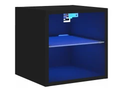 New Móvel de parede para TV com luzes LED 30x28,5x30 cm PT169756 Preto