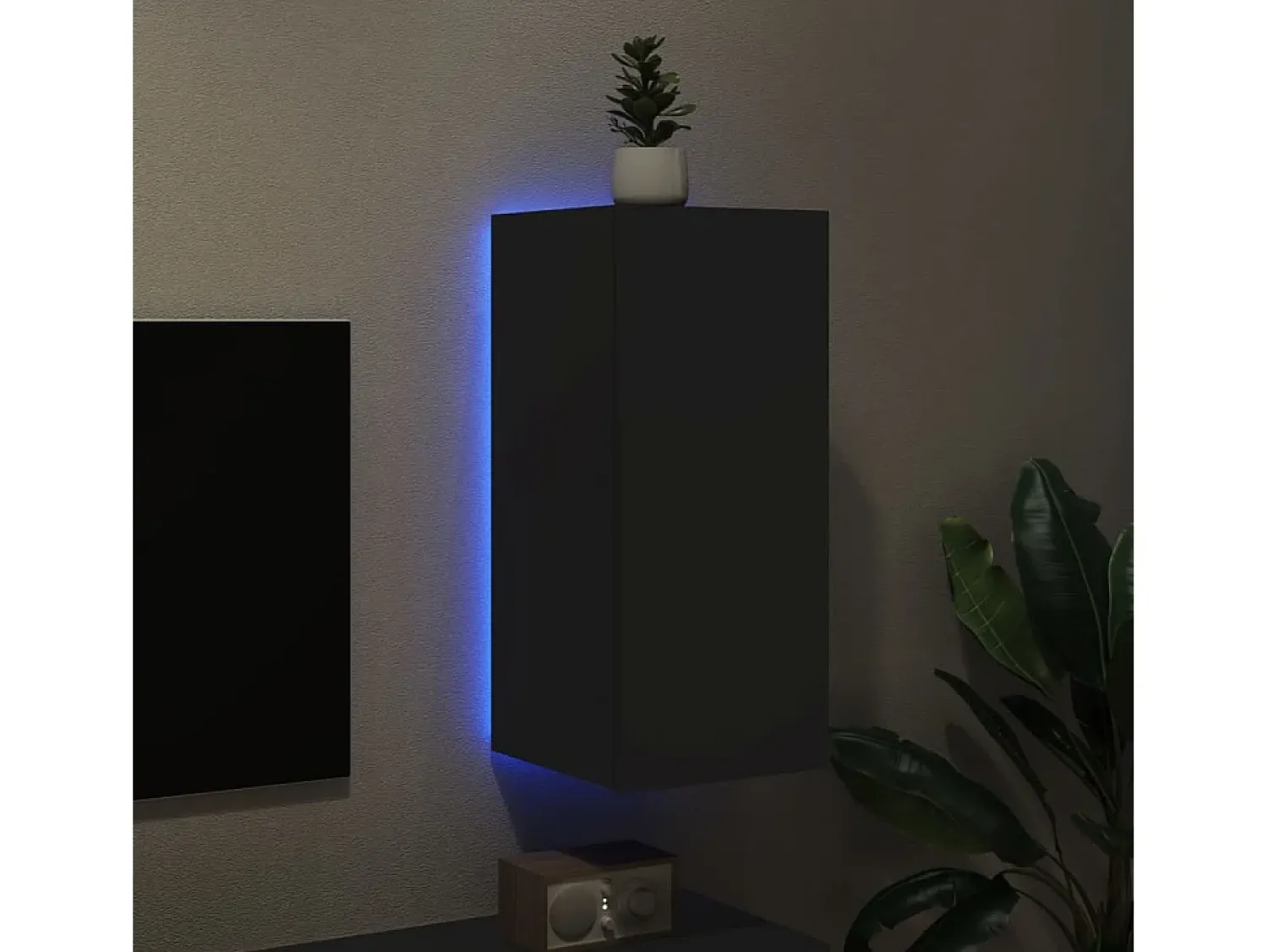 Hot Móvel de parede para TV com luzes LED 30,5x35x70 cm PT300185 Preto