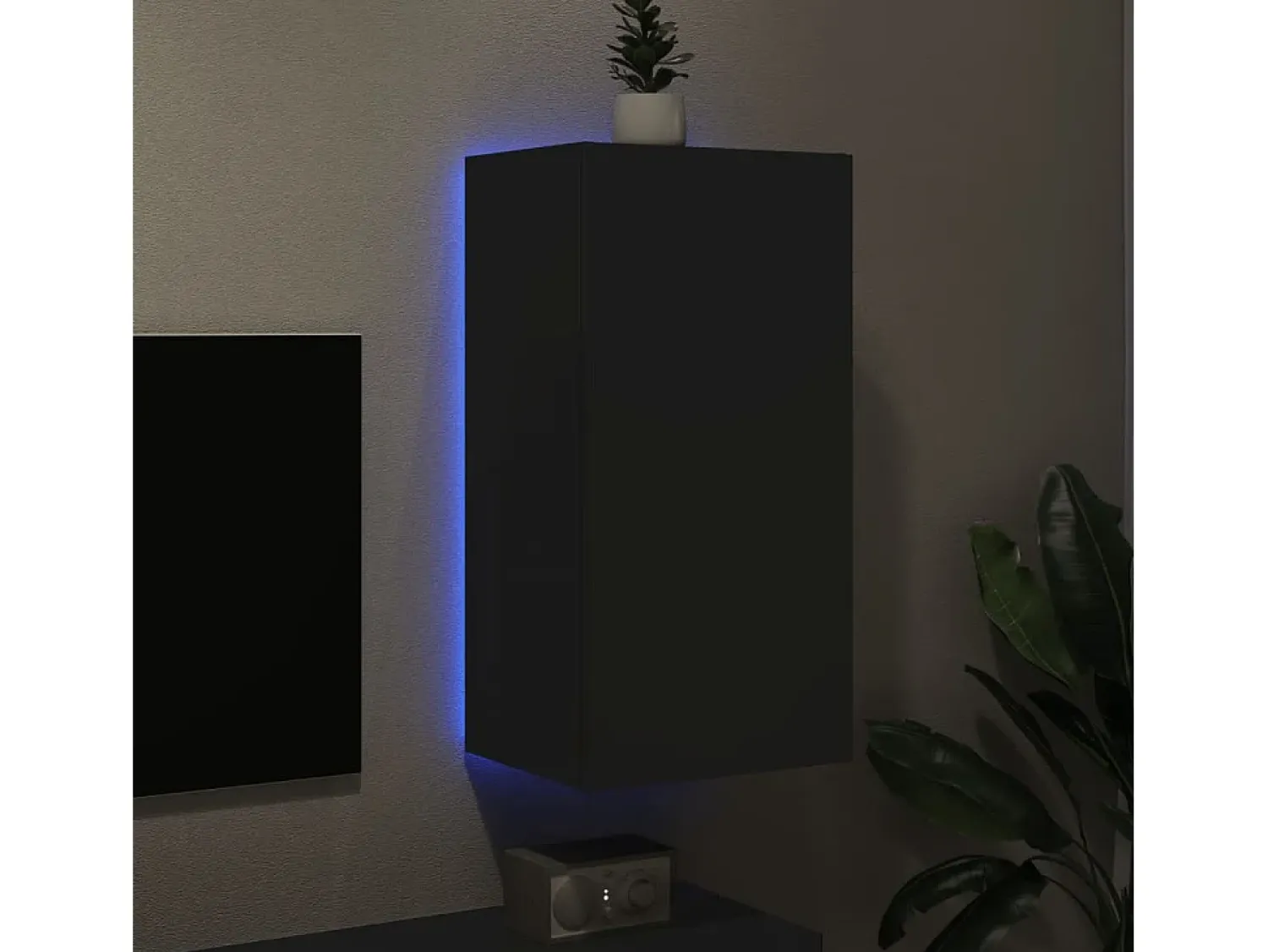 Móvel De Tv* Móvel de parede para TV com luzes LED 40,5x35x80 cm PT401670 Preto