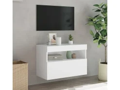 Hot Móvel de parede para TV com luzes LED 60x30x40 cm PT282035 Branco