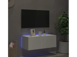 Móvel De Tv* Móvel de parede para TV com luzes LED 80x35x31 cm PT204622 Branco