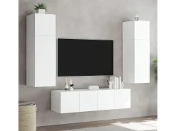 Móvel De Tv* Móvel de parede para TV com luzes LED 80x35x31 cm PT204622 Branco