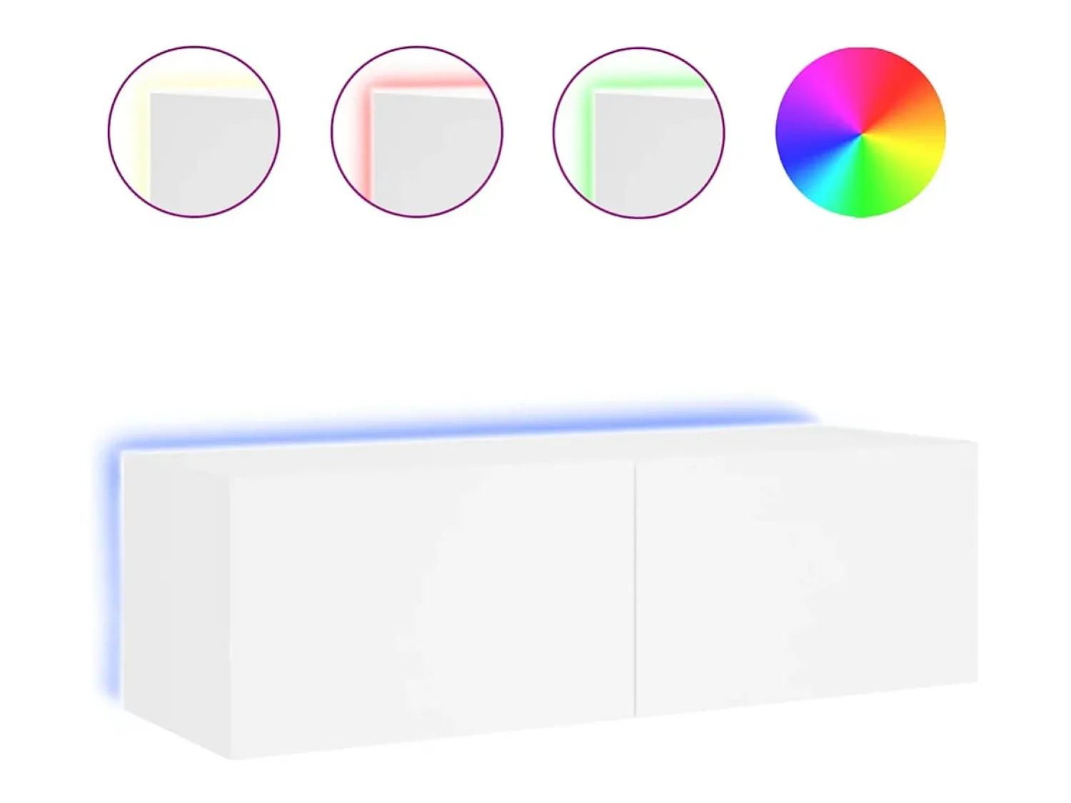 Móvel De Tv| Móvel de parede para TV com luzes LED 100x35x31 cm PT393630 Branco