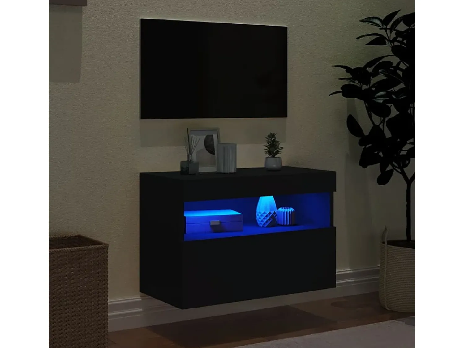 Móvel de parede para TV com luzes LED 60x30x40 cm PT595552^ Móvel De Tv