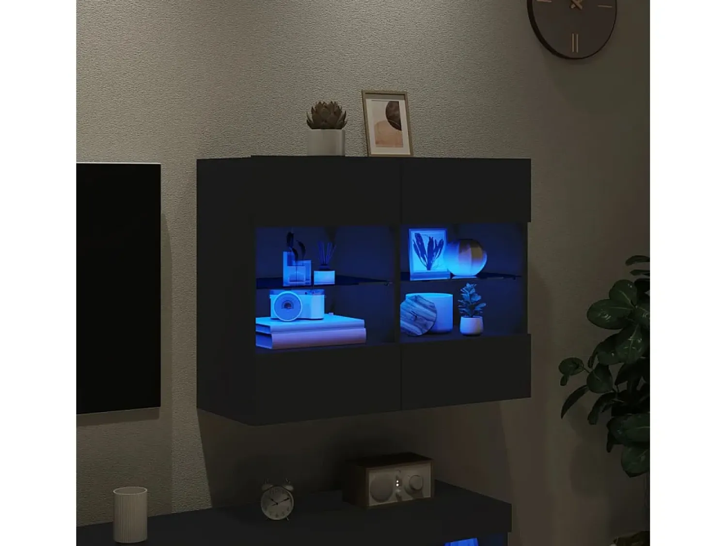 Móvel de parede para TV com luzes LED 78,5x30x60,5 cm PT562035^ Móvel De Tv