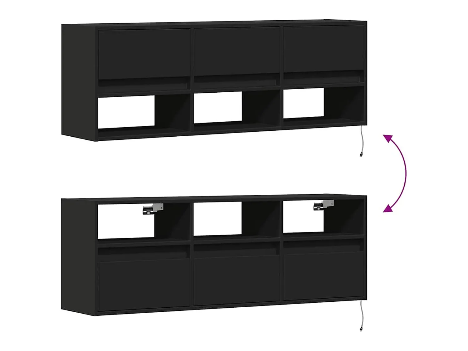 Móvel De Tv|vidaxl Móvel de parede para TV com luzes LED 130x31x45 cm Preto