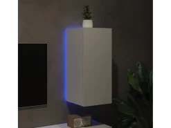 Outlet Móvel de parede para TV com luzes LED 30,5x35x70 cm PT418838 Branco