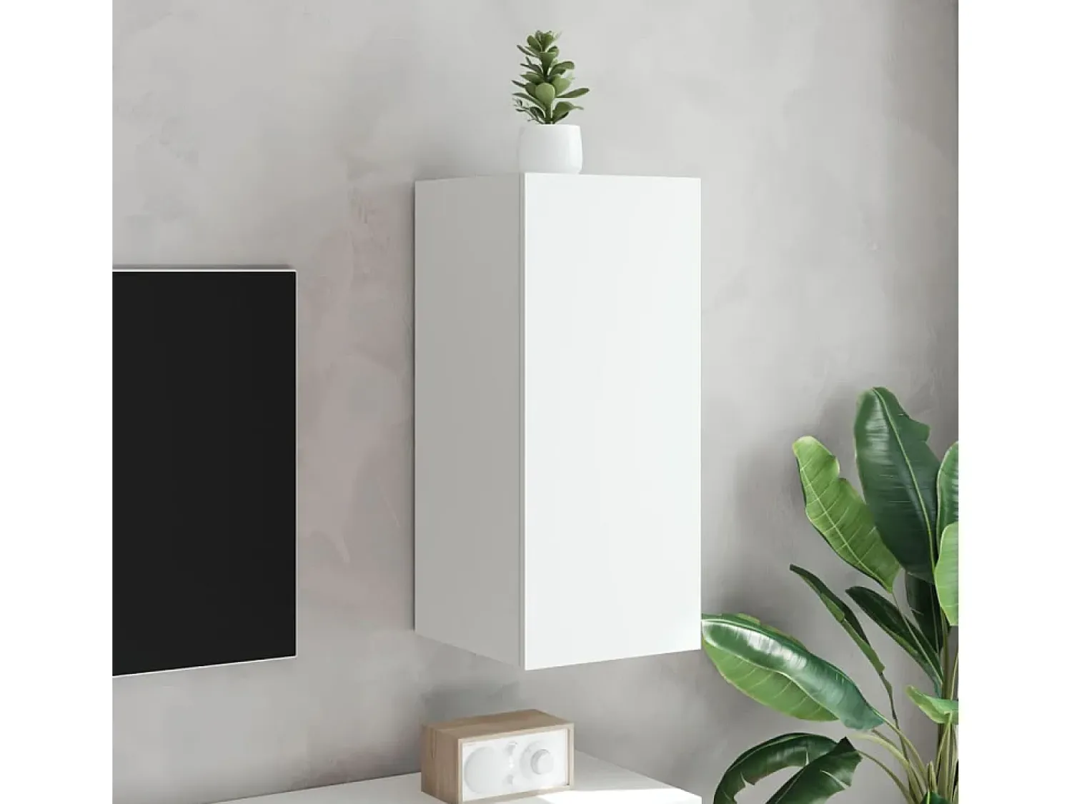 Outlet Móvel de parede para TV com luzes LED 30,5x35x70 cm PT418838 Branco