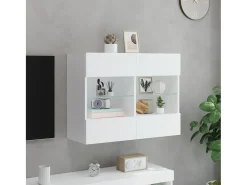 Móvel De Tv| Móvel de parede para TV com luzes LED 78,5x30x60,5 cm PT580289 Branco