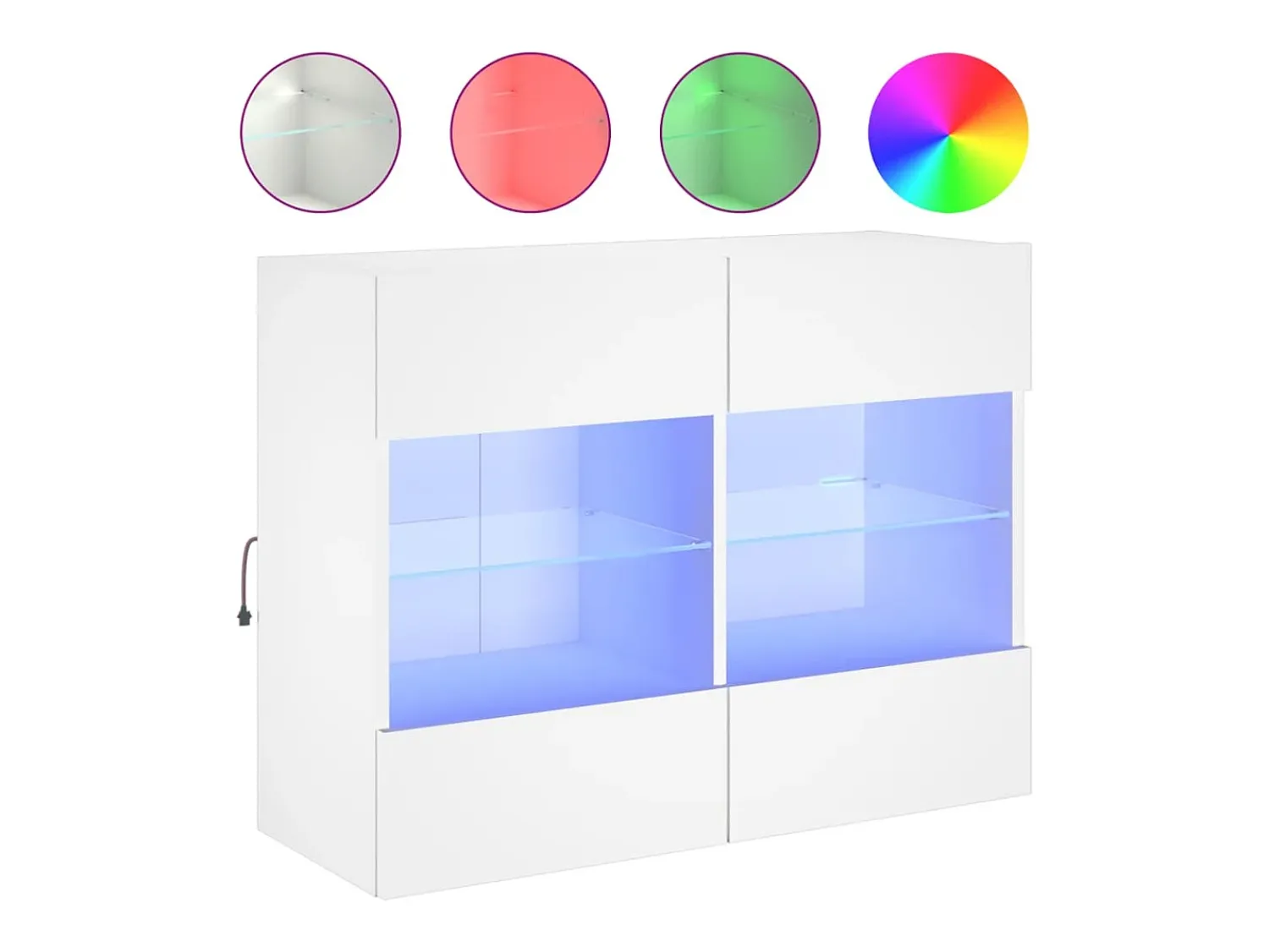Móvel De Tv| Móvel de parede para TV com luzes LED 78,5x30x60,5 cm PT580289 Branco