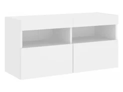 Móvel De Tv| Móvel de parede para TV com luzes LED 80x30x40 cm PT955203 Branco