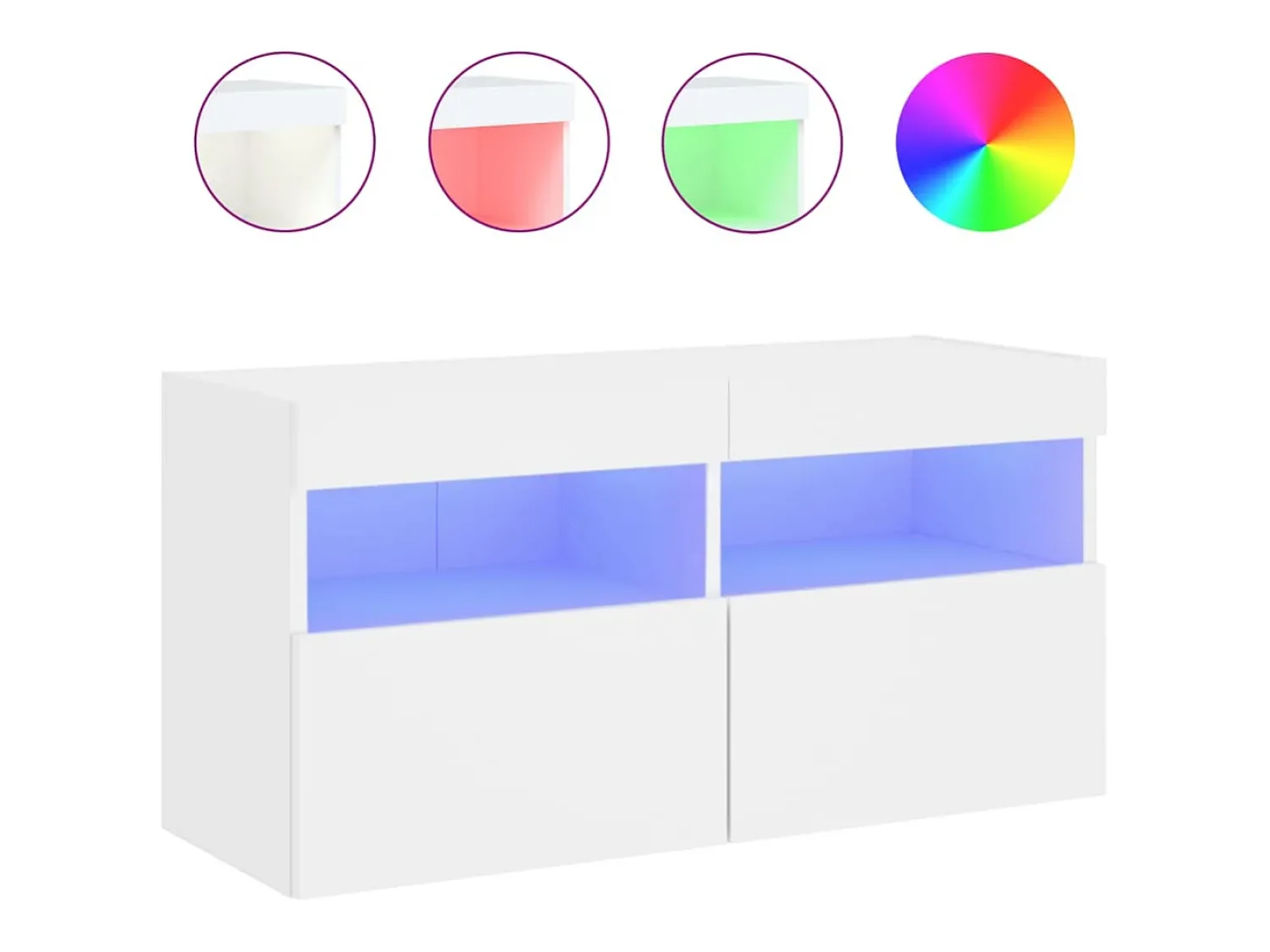 Móvel De Tv| Móvel de parede para TV com luzes LED 80x30x40 cm PT955203 Branco
