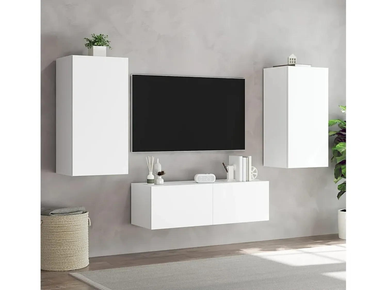 vidaxl Móvel de parede para TV com luzes LED 40,5x35x80 cm^ Móvel De Tv