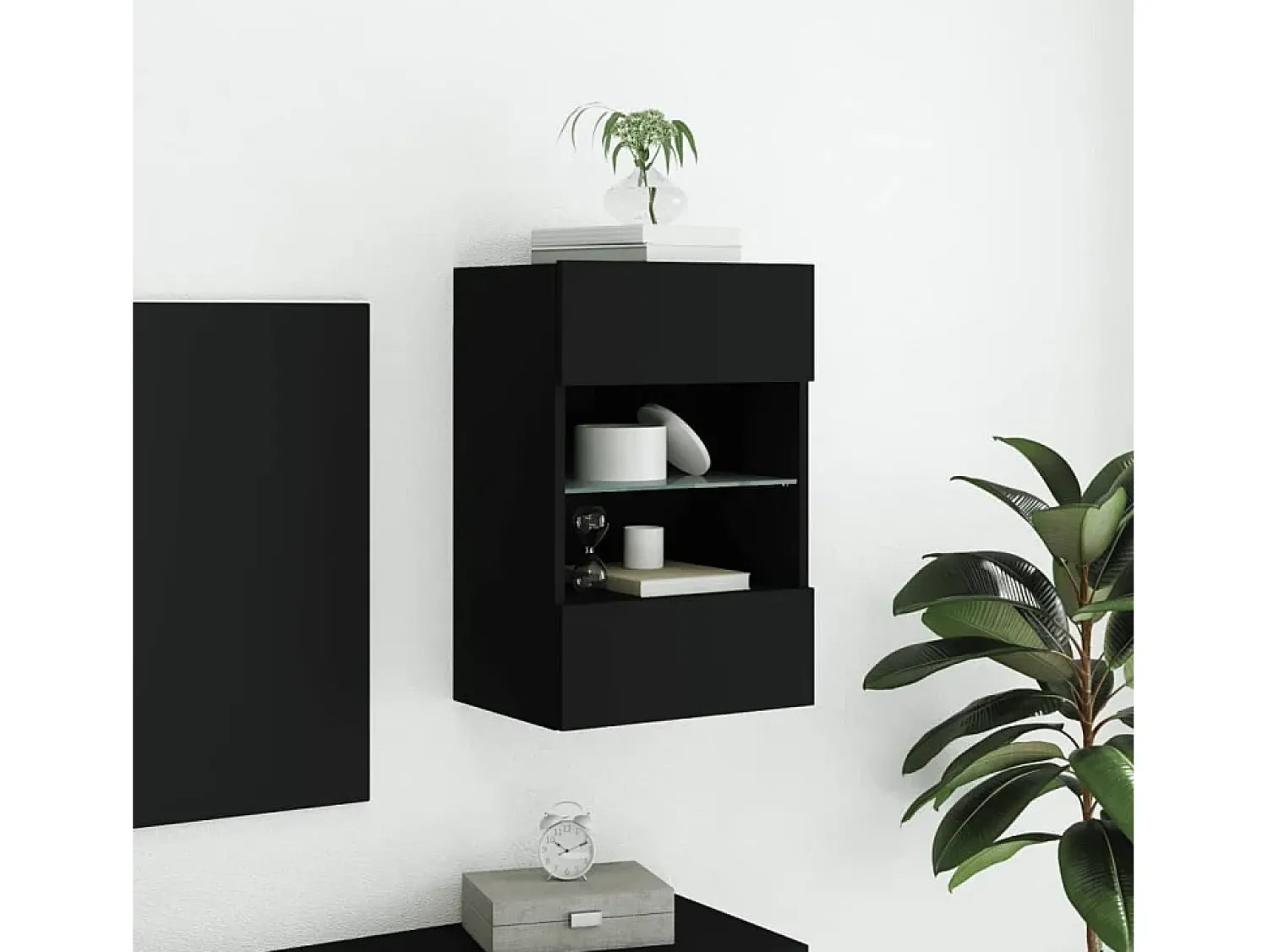 Móvel de parede para TV com luzes LED 40x30x60,5 cm PT470816 Preto