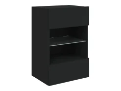 Móvel de parede para TV com luzes LED 40x30x60,5 cm PT470816 Preto
