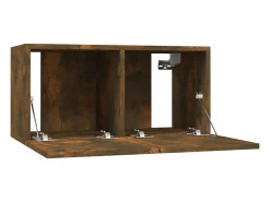 Móvel De Tv|Helloshop26 Móvel de parede para TV em carvalho fumado 60 x 30 x 30 cm madeira de engenharia castanha 02_0024287 Castanho