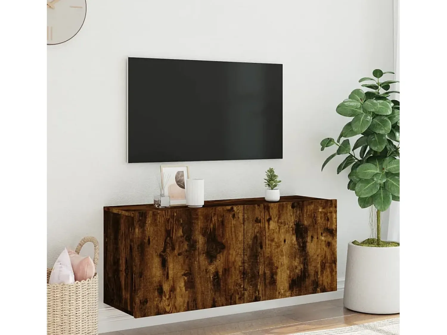Hot Móvel de parede para TV 100x30x41 cm carvalho fumado PT865247 Castanho