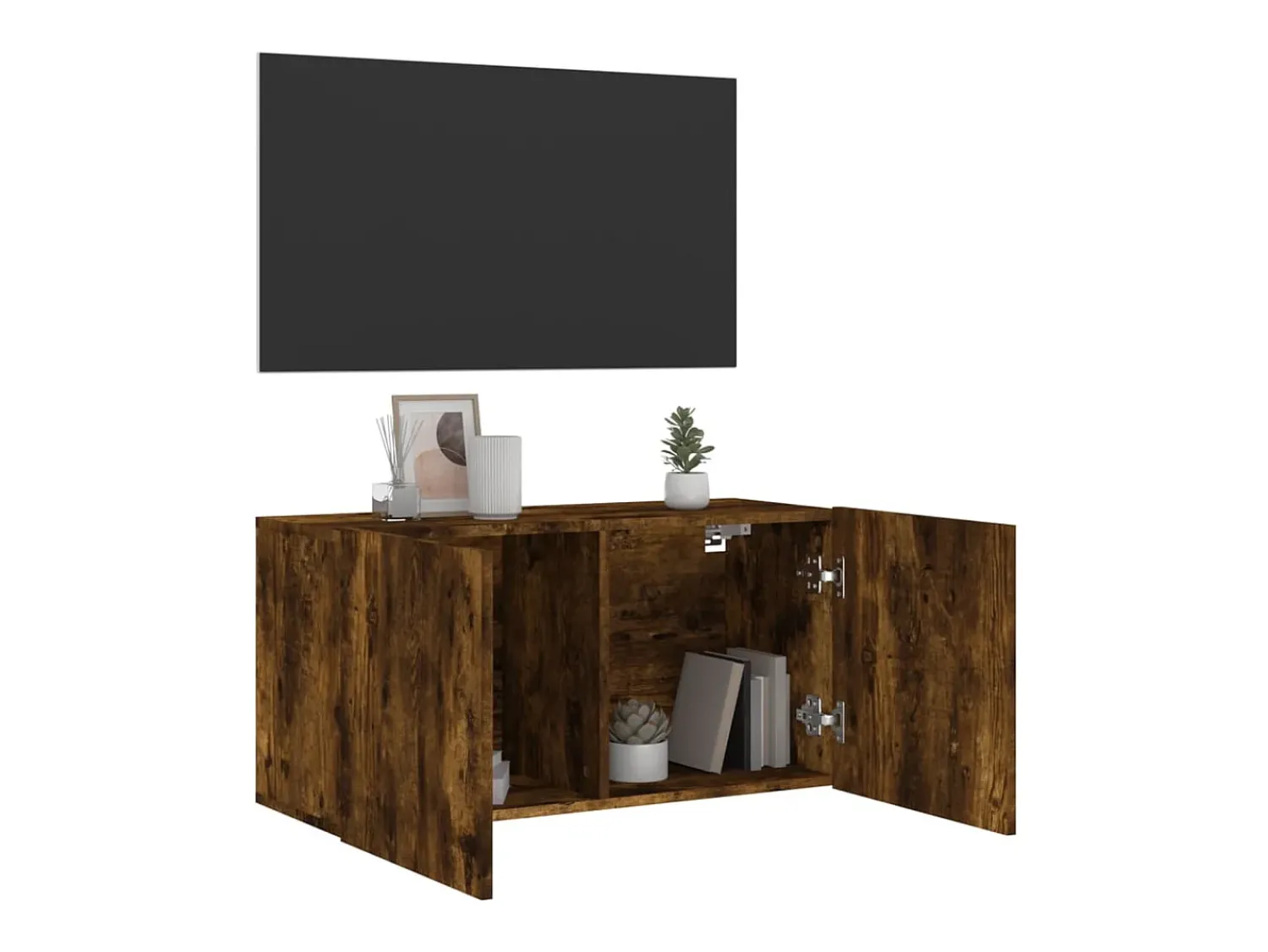 Móvel De Tv* Móvel de parede para TV 80x30x41 cm carvalho fumado PT851022 Castanho