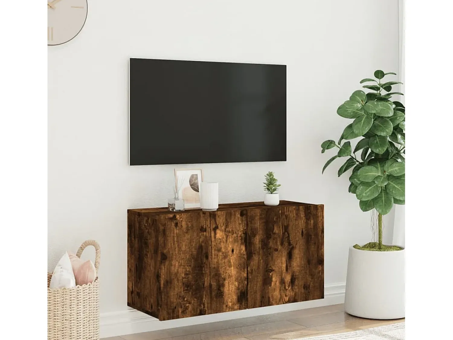 Móvel De Tv* Móvel de parede para TV 80x30x41 cm carvalho fumado PT851022 Castanho