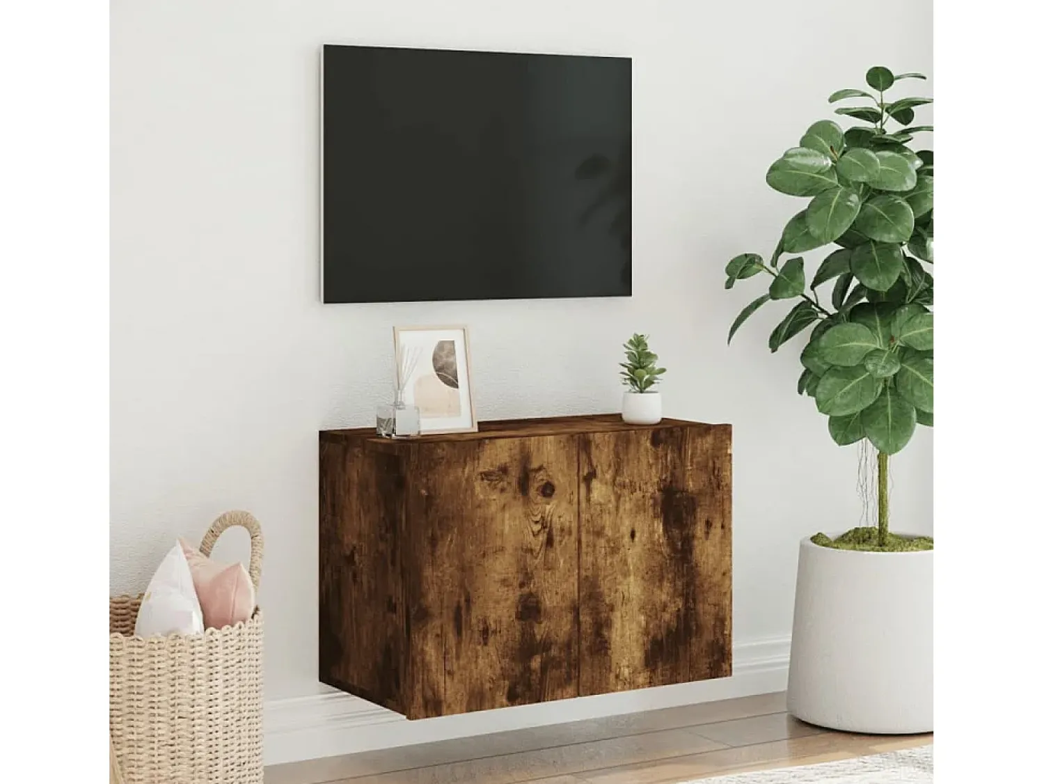New Móvel de parede para TV 60x30x41 cm carvalho fumado PT554679 Castanho