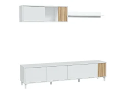 Sale Dmora Móvel de parede Woonsocket, Armário de sala com portas, Armário suspenso com prateleira, Aparador multiuso, 200x40h47 cm, e Carvalho Branco
