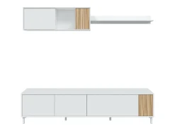 Sale Dmora Móvel de parede Woonsocket, Armário de sala com portas, Armário suspenso com prateleira, Aparador multiuso, 200x40h47 cm, e Carvalho Branco