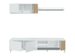 Sale Dmora Móvel de parede Woonsocket, Armário de sala com portas, Armário suspenso com prateleira, Aparador multiuso, 200x40h47 cm, e Carvalho Branco