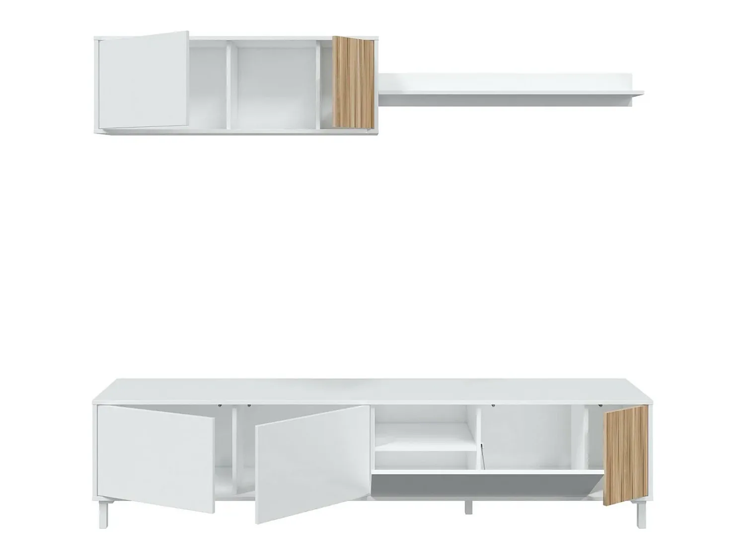 Sale Dmora Móvel de parede Woonsocket, Armário de sala com portas, Armário suspenso com prateleira, Aparador multiuso, 200x40h47 cm, e Carvalho Branco