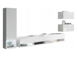 Online Móvel de sala moderno 4 peças – conjunto TV suspenso 180 cm, coluna e 2 armários, corpo , frentes brilho Branco