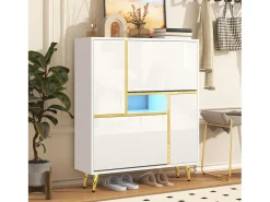 Móvel De Arrumação|Sapateira|ModernLuxe Móvel de sapateira moderno com LED - Brilhante - Elegante e Prático Branco