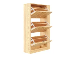 Outlet ModernLuxe Móvel de sapatos moderno 70x23,5x115 cm - con 3 portas - Prateleiras abertas - aspecto de madeira - MDF - Natural Natural claro