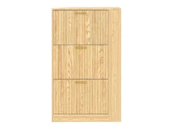 Outlet ModernLuxe Móvel de sapatos moderno 70x23,5x115 cm - con 3 portas - Prateleiras abertas - aspecto de madeira - MDF - Natural Natural claro