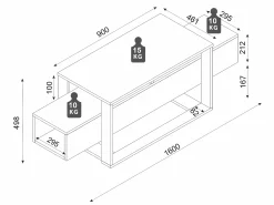 Vente-unique Móvel de TV - 2 nichos - Efeito mármore e dourado - COMEBI^ Móvel De Tv
