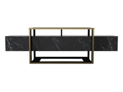 Vente-unique Móvel de TV - 2 nichos - Efeito mármore e dourado - COMEBI^ Móvel De Tv