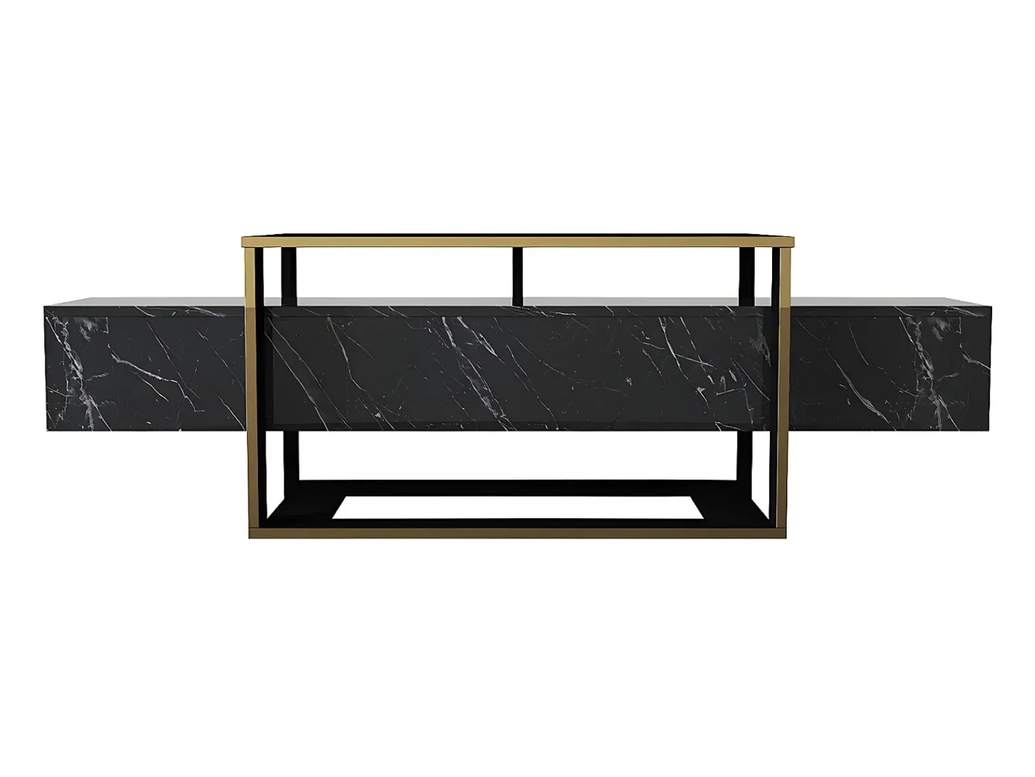 Vente-unique Móvel de TV - 2 nichos - Efeito mármore e dourado - COMEBI^ Móvel De Tv