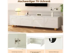 Móvel De Tv|Merax Móvel de TV - 180 x 40 x 45 cm - com 2 armários - em forma de nuvem - para TV de 75 polegadas - aglomerado - Branco