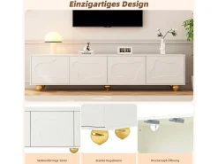Móvel De Tv|Merax Móvel de TV - 180 x 40 x 45 cm - com 2 armários - em forma de nuvem - para TV de 75 polegadas - aglomerado - Branco
