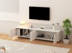 Móvel De Tv|Merax Móvel de TV - 180 x 40 x 45 cm - com 2 armários - em forma de nuvem - para TV de 75 polegadas - aglomerado - Branco