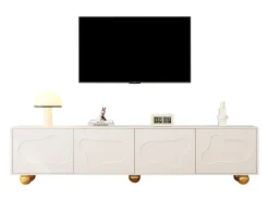 Móvel De Tv|Merax Móvel de TV - 180 x 40 x 45 cm - com 2 armários - em forma de nuvem - para TV de 75 polegadas - aglomerado - Branco