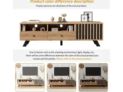 Merax Móvel de TV - 150 x 38 x 44 cm - com 2 gavetas + 1 porta - adequado para TVs de 60 polegadas - aglomerado - natural Natural claro