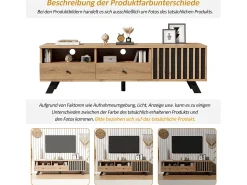 Merax Móvel de TV - 150 x 38 x 44 cm - com 2 gavetas + 1 porta - adequado para TVs de 60 polegadas - aglomerado - natural Natural claro