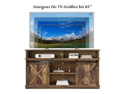 Merax Móvel de TV - 148 x 40 x 78 cm - com 2 portas de correr - prateleiras reguláveis - aglomerado -^ Móvel De Tv