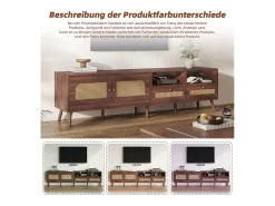 Móvel De Tv*Merax Móvel de TV - 200 x 37 x 49,5 cm - para TVs de 80 polegadas + 2 portas + 2 gavetas - Aglomerado - Marrom Castanho