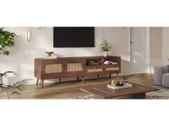 Móvel De Tv*Merax Móvel de TV - 200 x 37 x 49,5 cm - para TVs de 80 polegadas + 2 portas + 2 gavetas - Aglomerado - Marrom Castanho